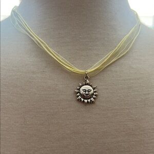 Celestial Sun Charm Multi-Strand Necklace in Yellow and Silver